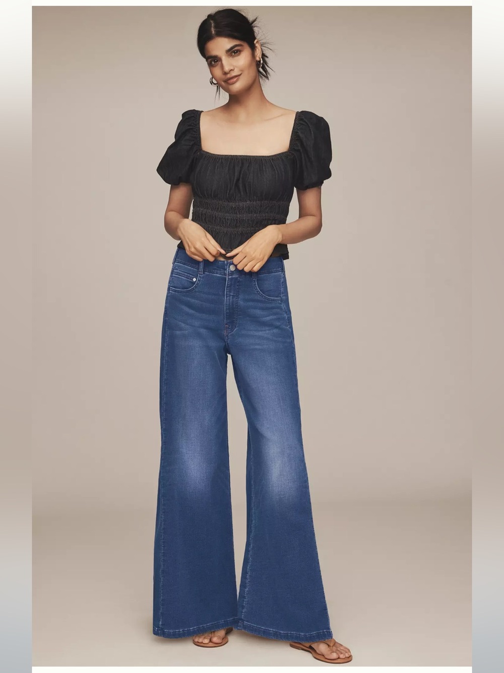 Adi Knit Mid-Rise Flare Jeans by Pilcro